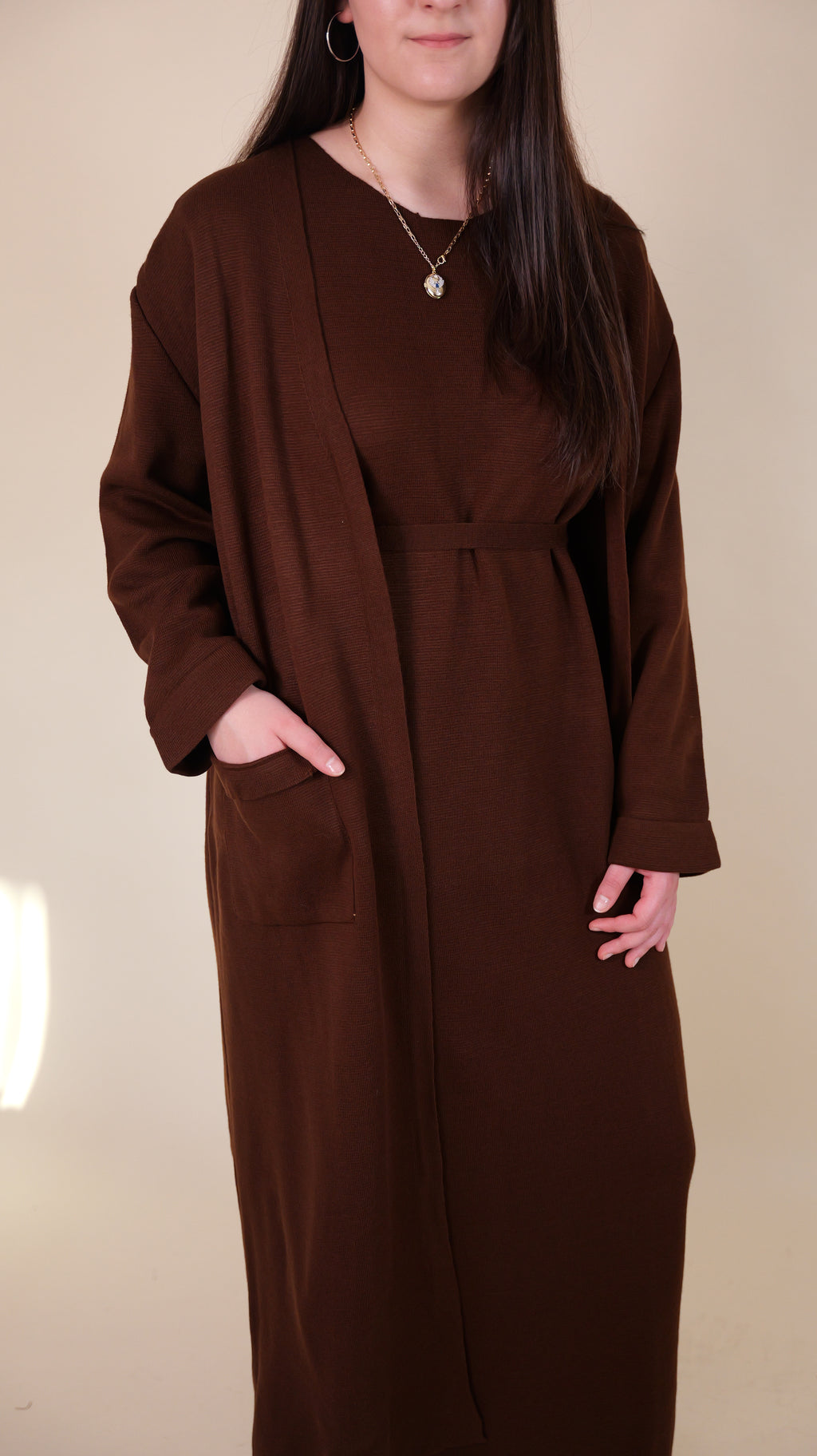 Hazal ärmelloses Strickkleid mit Cardigan